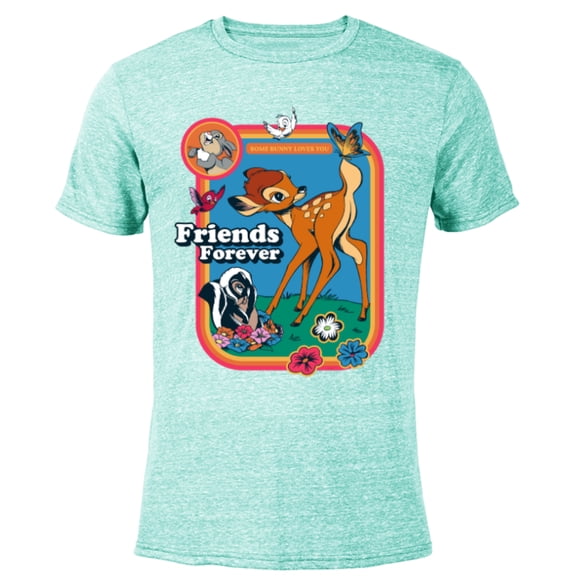 Disney Classic Bambi Friends Forever Vintage - Short Sleeve Blended T-Shirt for Adults - Customized-Ocean Blue
