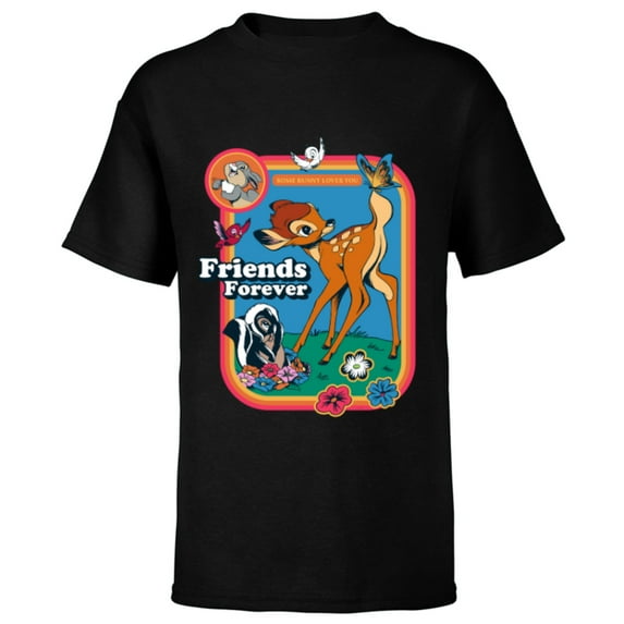 Disney Classic Bambi Friends Forever Vintage - Short Sleeve T-Shirt for Kids - Customized-Black
