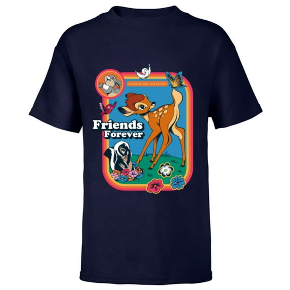 Disney Classic Bambi Friends Forever Vintage - Short Sleeve T-Shirt for Kids - Customized-Navy