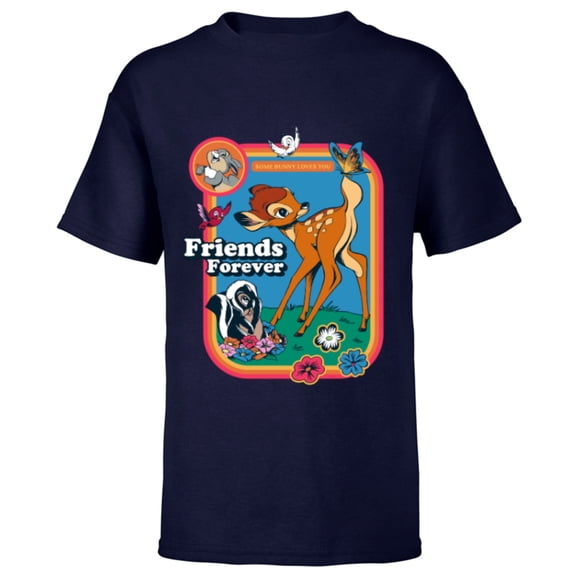 Disney Classic Bambi Friends Forever Vintage - Short Sleeve T-Shirt for Kids - Customized-Navy