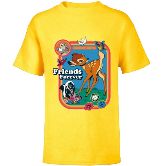 Disney Classic Bambi Friends Forever Vintage - Short Sleeve T-Shirt for Kids - Customized-Yellow