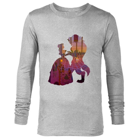 Disney Classic Beauty and the Beast Silhouette Dance - Long Sleeve T-Shirt for Men – Customized-Athletic Heather