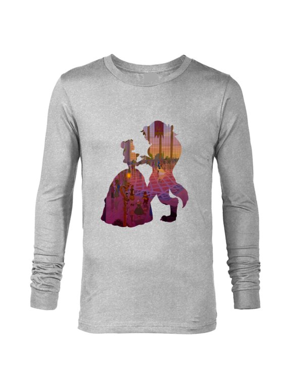 Disney Classic Beauty and the Beast Silhouette Dance - Long Sleeve T-Shirt for Men – Customized-Athletic Heather