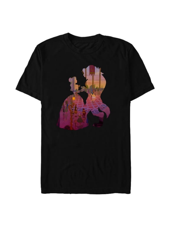 Disney Classic Beauty and the Beast Silhouette Dance - Short Sleeve Blended T-Shirt for Adults – Customized-Black