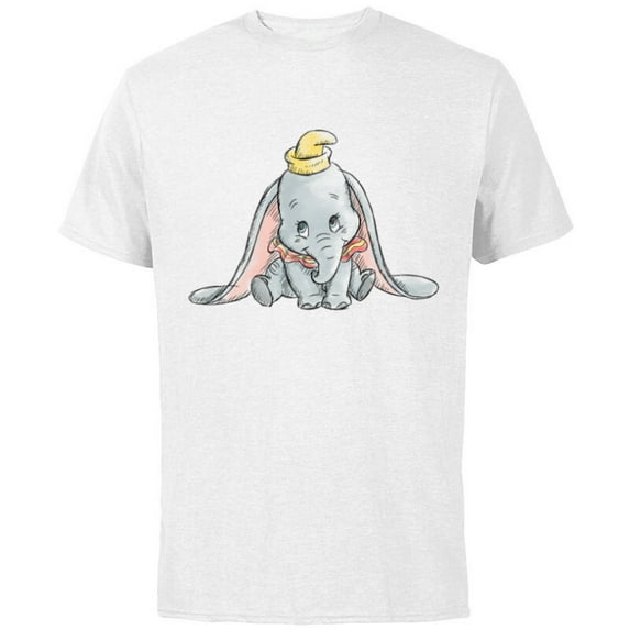 Disney Classic Dumbo Baby Elephant - Short Sleeve Cotton T-Shirt for Adults - Customized-White
