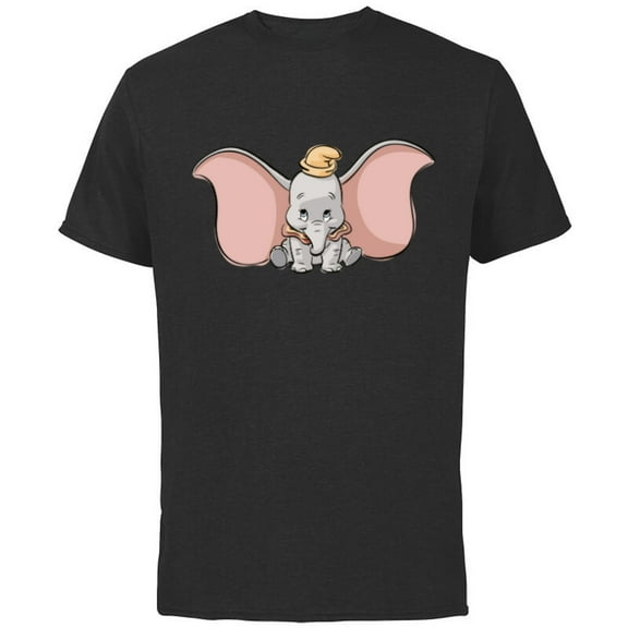 Disney Classic Dumbo Cute Baby Elephant - Short Sleeve Cotton T-Shirt for Adults - Customized-Black