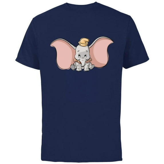 Disney Classic Dumbo Cute Baby Elephant - Short Sleeve Cotton T-Shirt for Adults - Customized-Navy