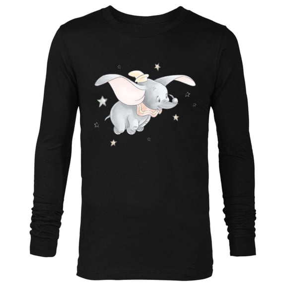 Disney Classic Dumbo and Magic Feather Watercolor - Long Sleeve T-Shirt for Men - Customized-Black