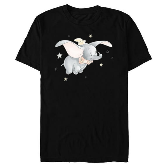 Disney Classic Dumbo and Magic Feather Watercolor - Short Sleeve Blended T-Shirt for Adults - Customized-Black
