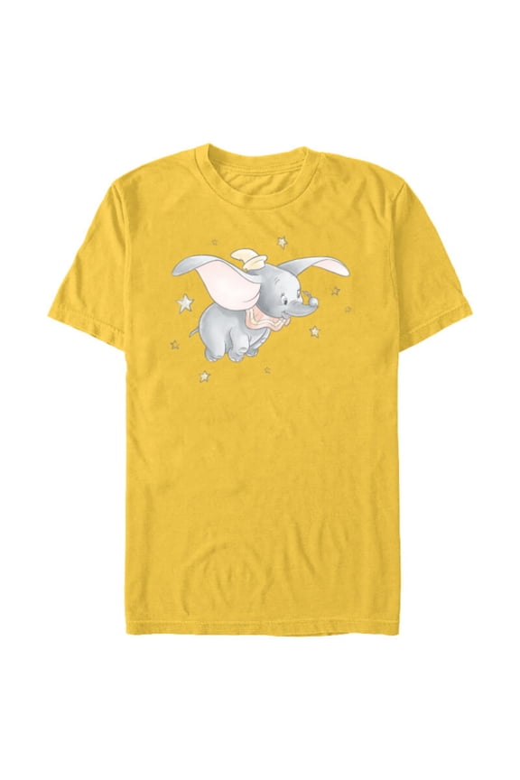 Classic Dumbo and Magic Feather Watercolor - Short Sleeve Blended T-Shirt for Adults - Customized-Yellow