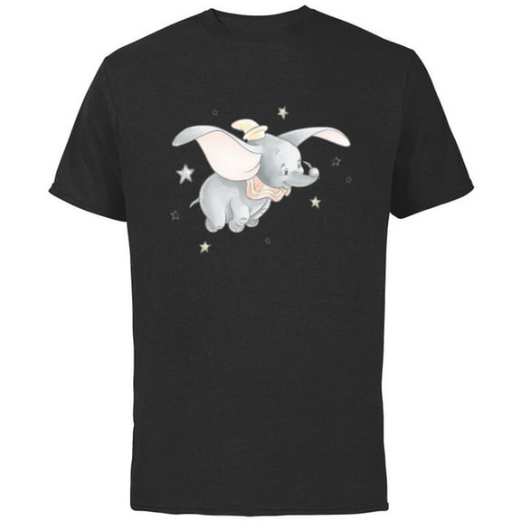 Disney Classic Dumbo and Magic Feather Watercolor - Short Sleeve Cotton T-Shirt for Adults - Customized-Black