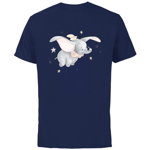 Disney Classic Dumbo and Magic Feather Watercolor - Short Sleeve Cotton T-Shirt for Adults - Customized-Navy