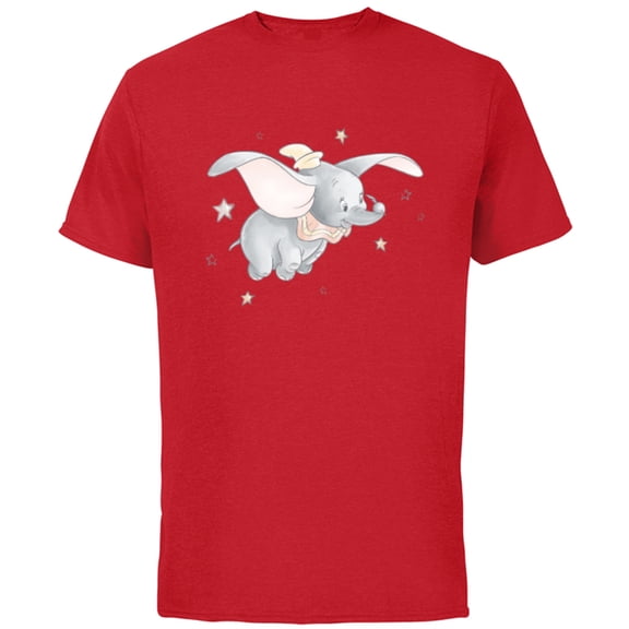 Disney Classic Dumbo and Magic Feather Watercolor - Short Sleeve Cotton T-Shirt for Adults - Customized-Red