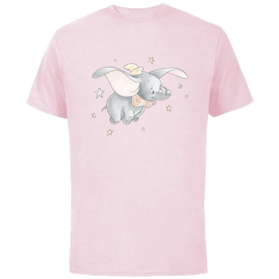 Disney Classic Dumbo and Magic Feather Watercolor - Short Sleeve Cotton T-Shirt for Adults - Customized-Soft Pink