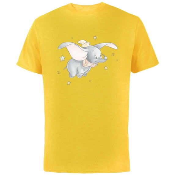 Disney Classic Dumbo and Magic Feather Watercolor - Short Sleeve Cotton T-Shirt for Adults - Customized-Yellow