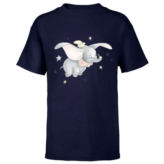 Disney Classic Dumbo and Magic Feather Watercolor - Short Sleeve T-Shirt for Kids - Customized-Navy