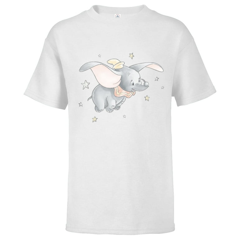 Disney Classic Dumbo and Magic Feather Watercolor Short Sleeve T Shirt for Kids Customized White