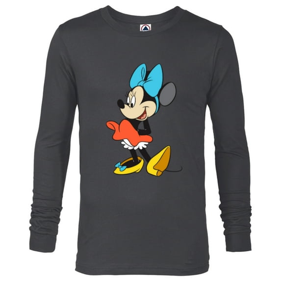 Disney Classic Minnie Mouse with Blue Bow - Long Sleeve T-Shirt for Men - Customized-Charcoal Heather
