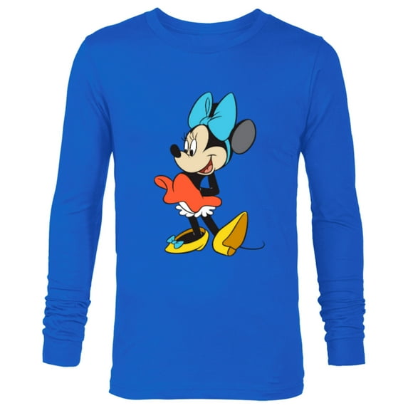 Disney Classic Minnie Mouse with Blue Bow - Long Sleeve T-Shirt for Men - Customized-Navy