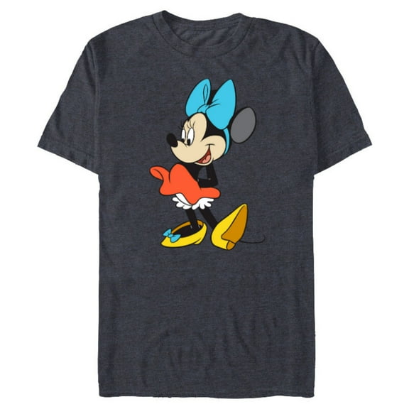 Disney Classic Minnie Mouse with Blue Bow - Short Sleeve Blended T-Shirt for Adults - Customized-Navy Heather
