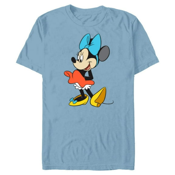 Disney Classic Minnie Mouse with Blue Bow - Short Sleeve Blended T-Shirt for Adults - Customized-Ocean Blue