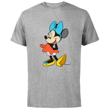 Disney Classic Minnie Mouse with Blue Bow - Short Sleeve Cotton T-Shirt for Adults - Customized-Athletic Heather