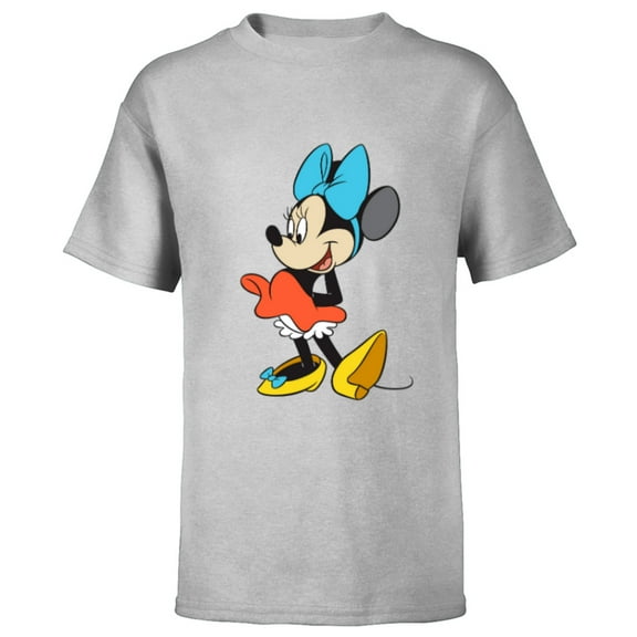 Disney Classic Minnie Mouse with Blue Bow - Short Sleeve T-Shirt for Kids - Customized-Athletic Heather