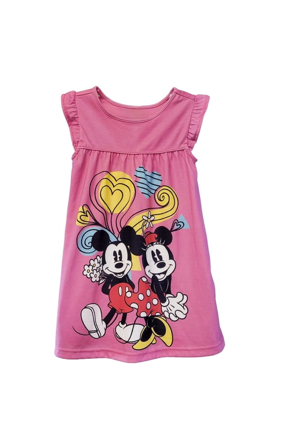 Classic Minnie and Mickey Pink Flutter Sleeve Nightgown, Gown, Size 3
