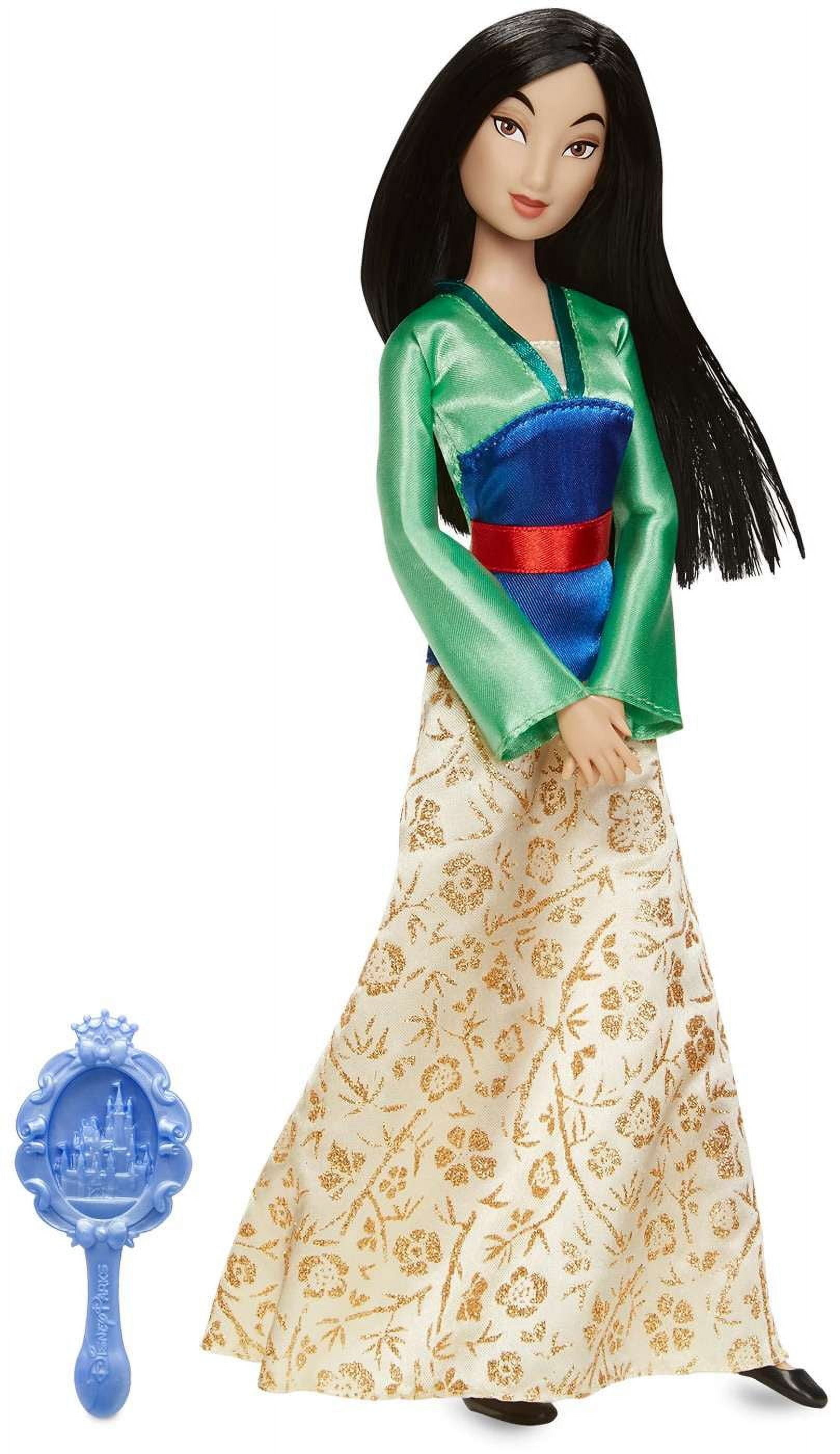 Disney Classic Mulan Doll Poseable with Hairbrush, Plastic-Free