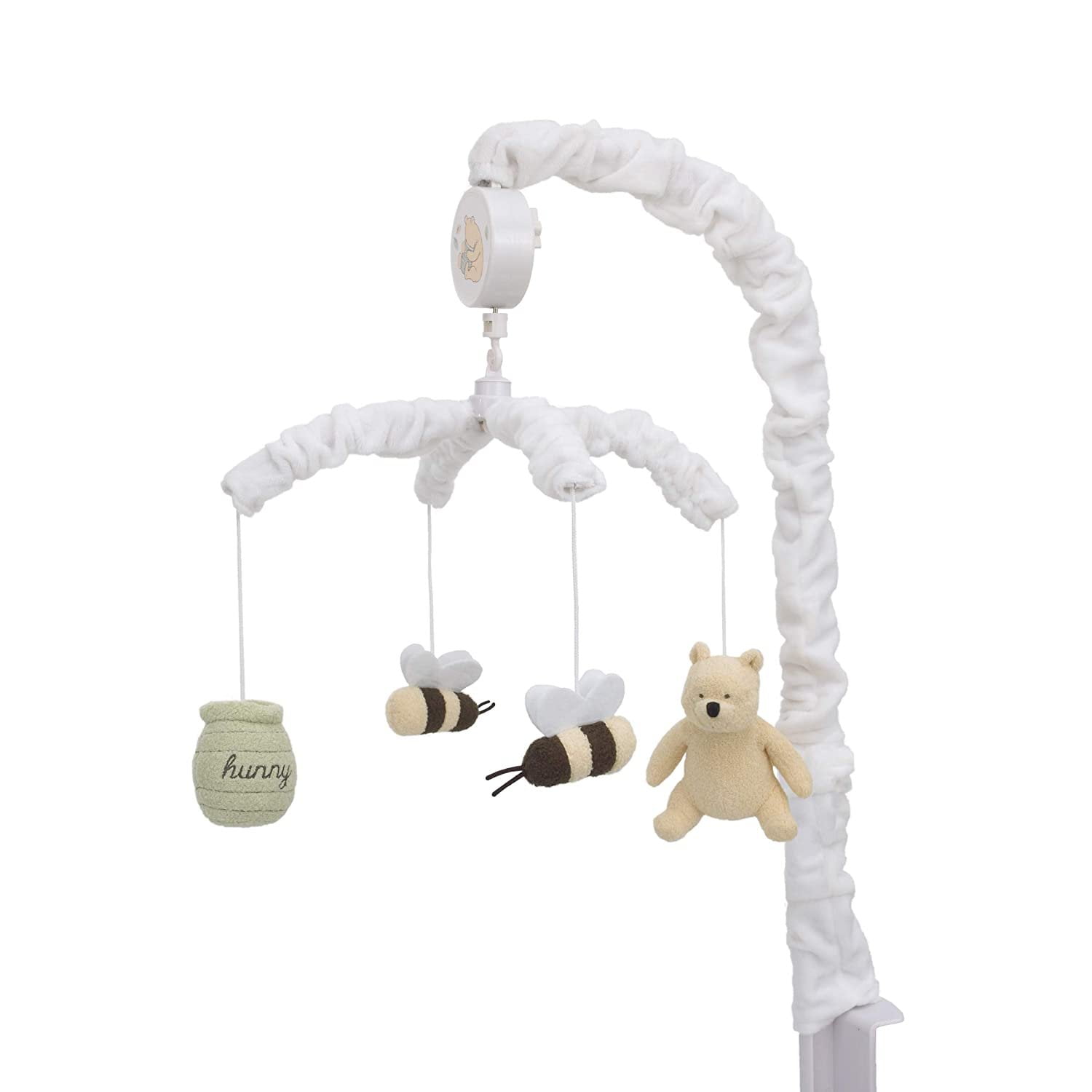 Disney Classic Pooh Soothing Baby Crib Mobile Kit with Hardware Music Box Ivory, Sage, Butter, Brown, 1 Piece