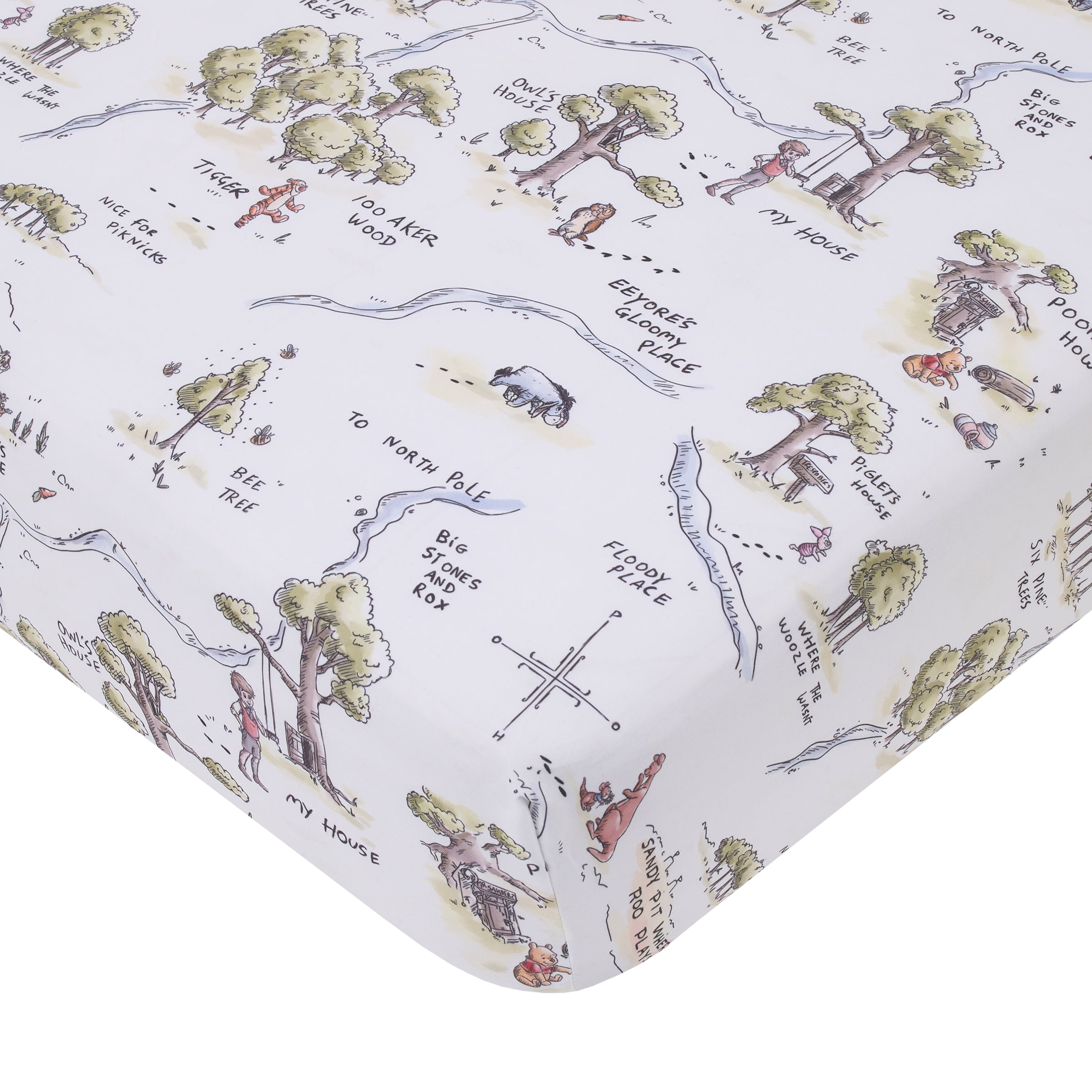 Disney Classic Winnie the Pooh 100 Acre Woods Fitted Crib Sheet