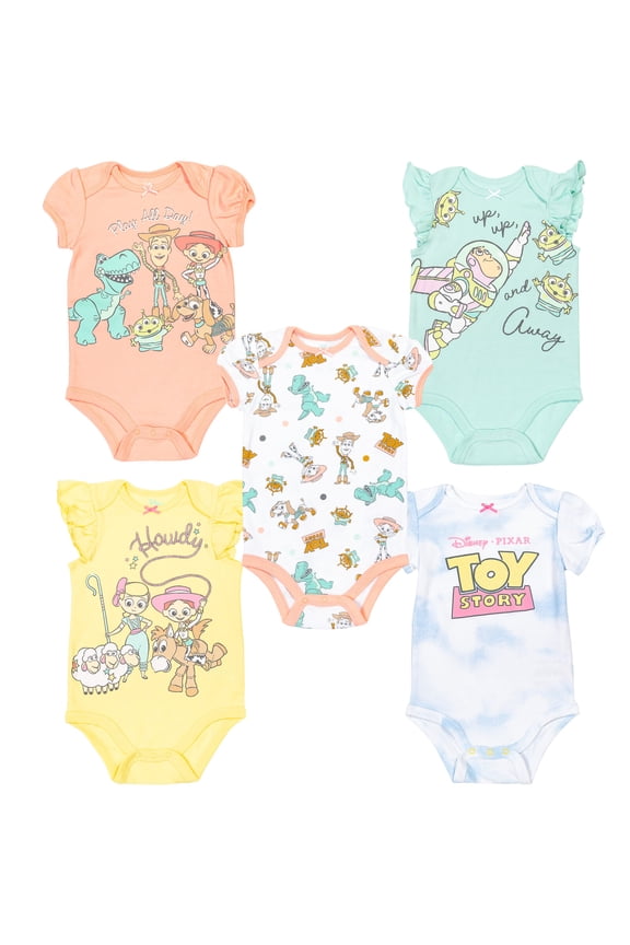 Classics 101 Dalmatians Bambi Dumbo Newborn Baby Girls 5 Pack Short Sleeve Bodysuits Disney Classics 3-6 Months