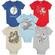 Disney Classics 101 Dalmatians Dumbo Peter Pan Pinocchio Infant Baby Boys 5 Pack Bodysuits Multicolor 12 Months
