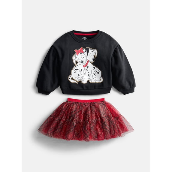 Disney Classics 101 Dalmatians Toddler Girls Graphic Sweatshirt and Tutu Skirt, 2-Piece, Sizes 12M-5T