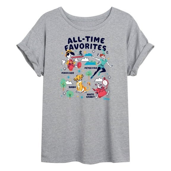 Disney Classics - All-Time Favorites - Pinocchio, Peter Pan, Simba, & White Rabbit - Women's Oversized T-Shirt