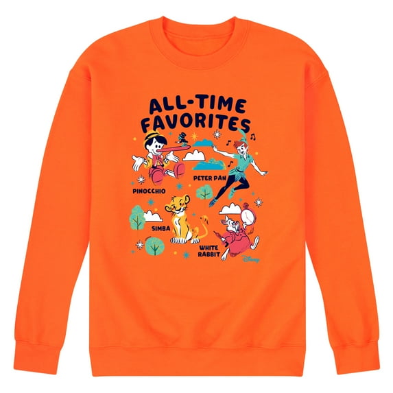 Disney Classics - All-Time Favorites - Pinocchio, Peter Pan, Simba, & White Rabbit - Men's Crew Neck Fleece Pullover