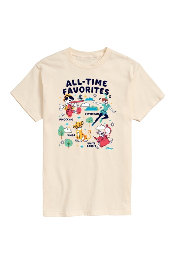 Classics - All-Time Favorites - Pinocchio, Peter Pan, Simba, & White Rabbit - Men's Short Sleeve Graphic T-Shirt