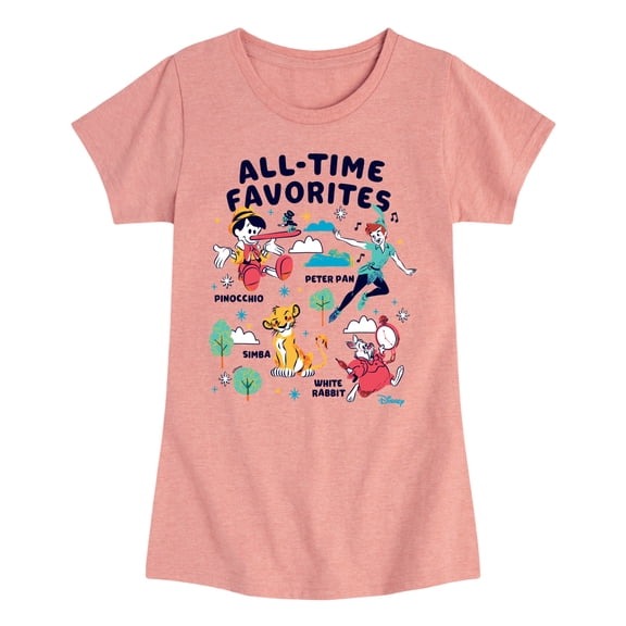 Disney Classics - All-Time Favorites - Pinocchio, Peter Pan, Simba, & White Rabbit - Toddler And Youth Girls Short Sleeve Graphic T-Shirt