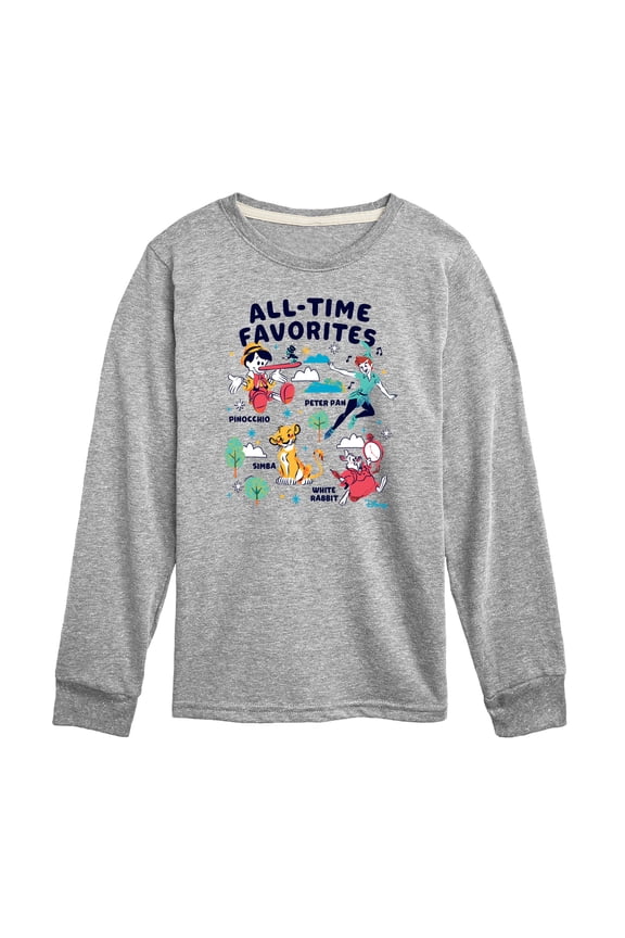 Classics - All-Time Favorites - Pinocchio, Peter Pan, Simba, & White Rabbit - Toddler And Youth Long Sleeve Graphic T-Shirt