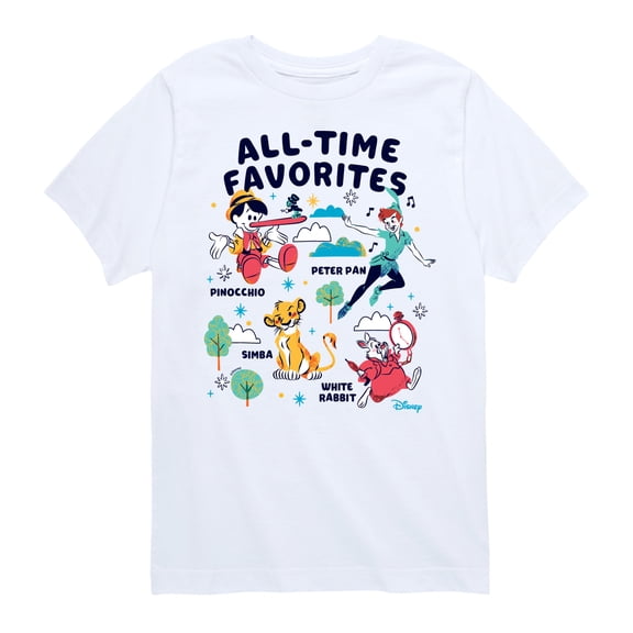 Disney Classics - All-Time Favorites - Pinocchio, Peter Pan, Simba, & White Rabbit - Toddler And Youth Short Sleeve Graphic T-Shirt