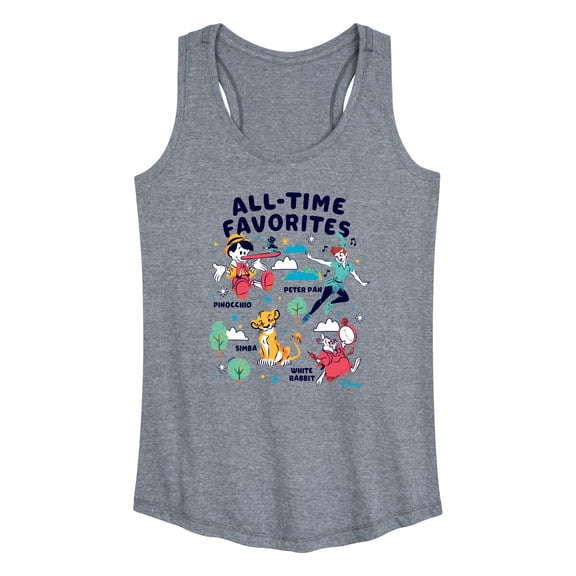 Disney Classics - All-Time Favorites - Pinocchio, Peter Pan, Simba, & White Rabbit - Women's Racerback Tank Top