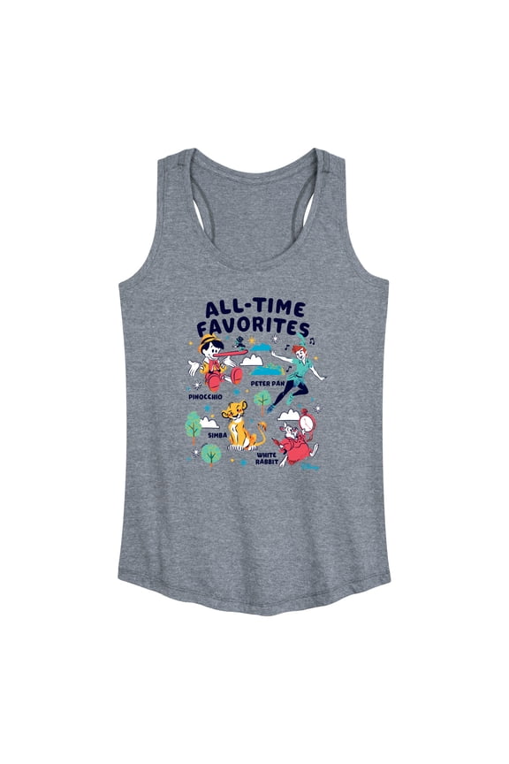 Classics - All-Time Favorites - Pinocchio, Peter Pan, Simba, & White Rabbit - Women's Racerback Tank Top