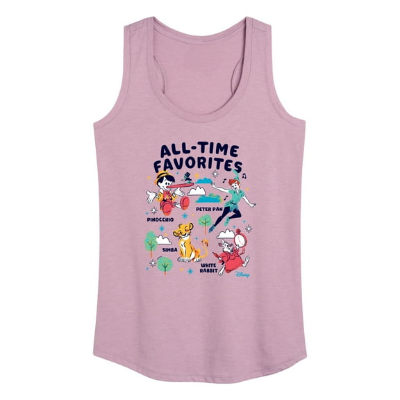 Disney Classics - All-Time Favorites - Pinocchio, Peter Pan, Simba, & White Rabbit - Women's Racerback Tank Top