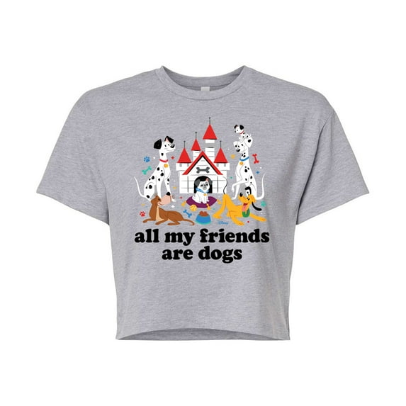 Disney Classics - Cats & Dogs - All My Friends Are Dogs - Juniors Cropped Cotton Blend T-Shirt
