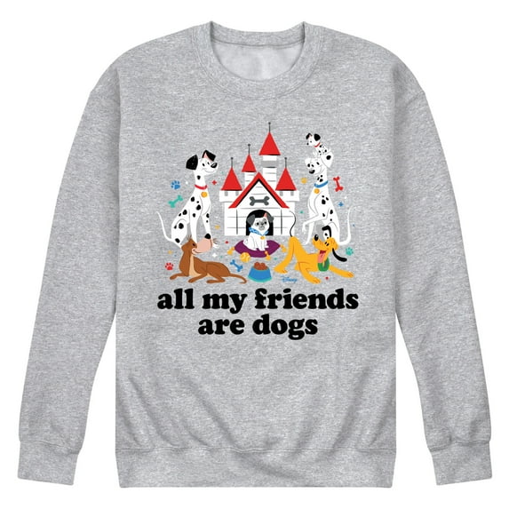 Disney Classics - Cats & Dogs - All My Friends Are Dogs - Men's Crew Neck Fleece Pullover