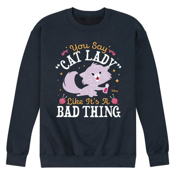 Disney Classics - Cats & Dogs - Cat Lady Like Its A Bad Thing - Men's Crew Neck Fleece Pullover