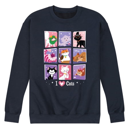 Disney Classics - Cats & Dogs - Grid Of Assorted Cats - Men's Crew Neck Fleece Pullover