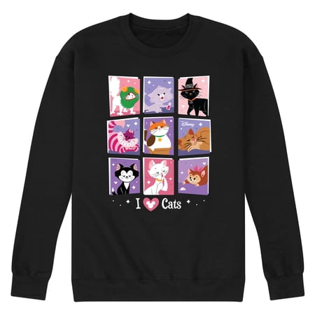 Disney Classics - Cats & Dogs - Grid Of Assorted Cats - Men's Crew Neck Fleece Pullover