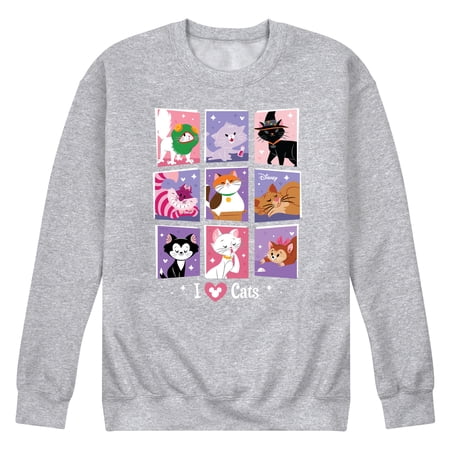Disney Classics - Cats & Dogs - Grid Of Assorted Cats - Men's Crew Neck Fleece Pullover