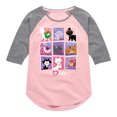 thumbnail image 1 of Disney Classics - Cats & Dogs - Grid Of Assorted Cats  - Toddler And Youth Girls Raglan Graphic T-Shirt, 1 of 4